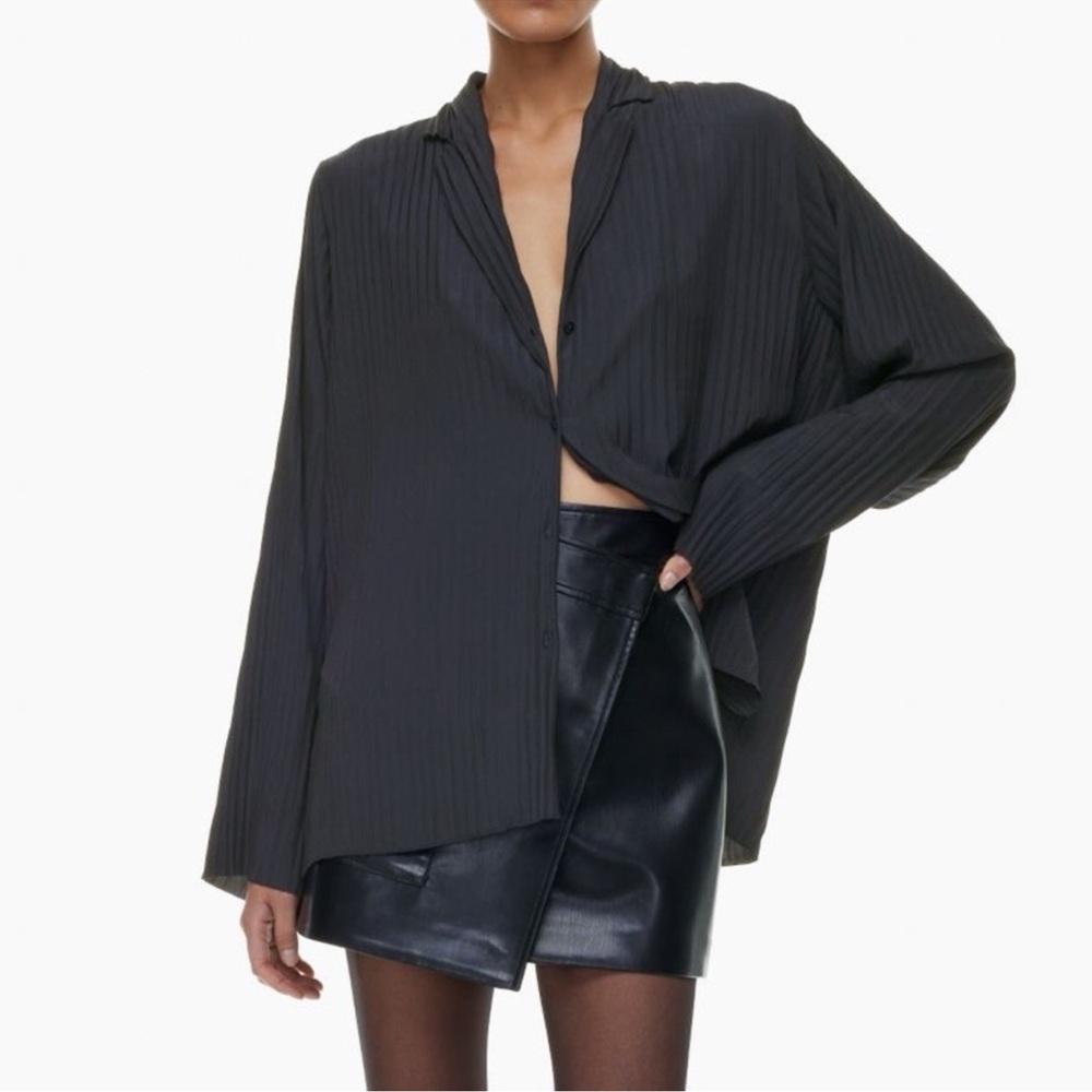 Aritzia Babaton Collector Shirt Navy Blue Oversized 2XS